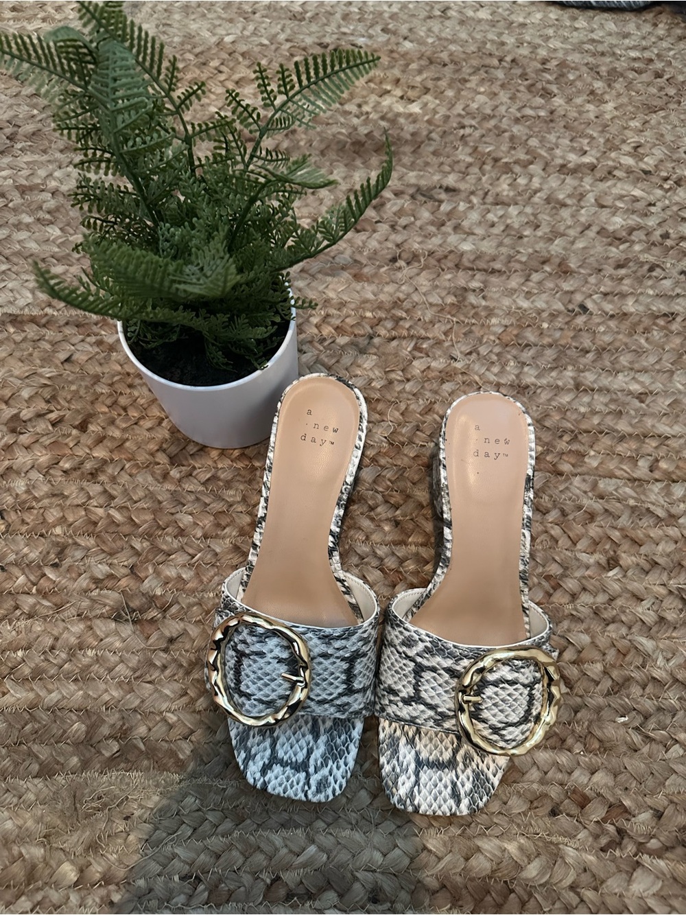 SNAKE PRINT SLIP ON HEELS